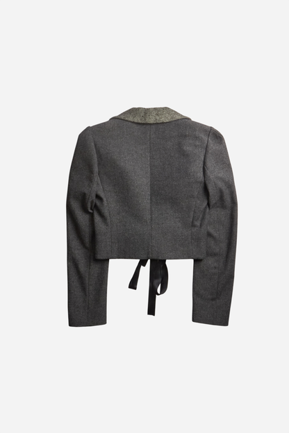 Cavalli Grey Wool Cropped Blazer