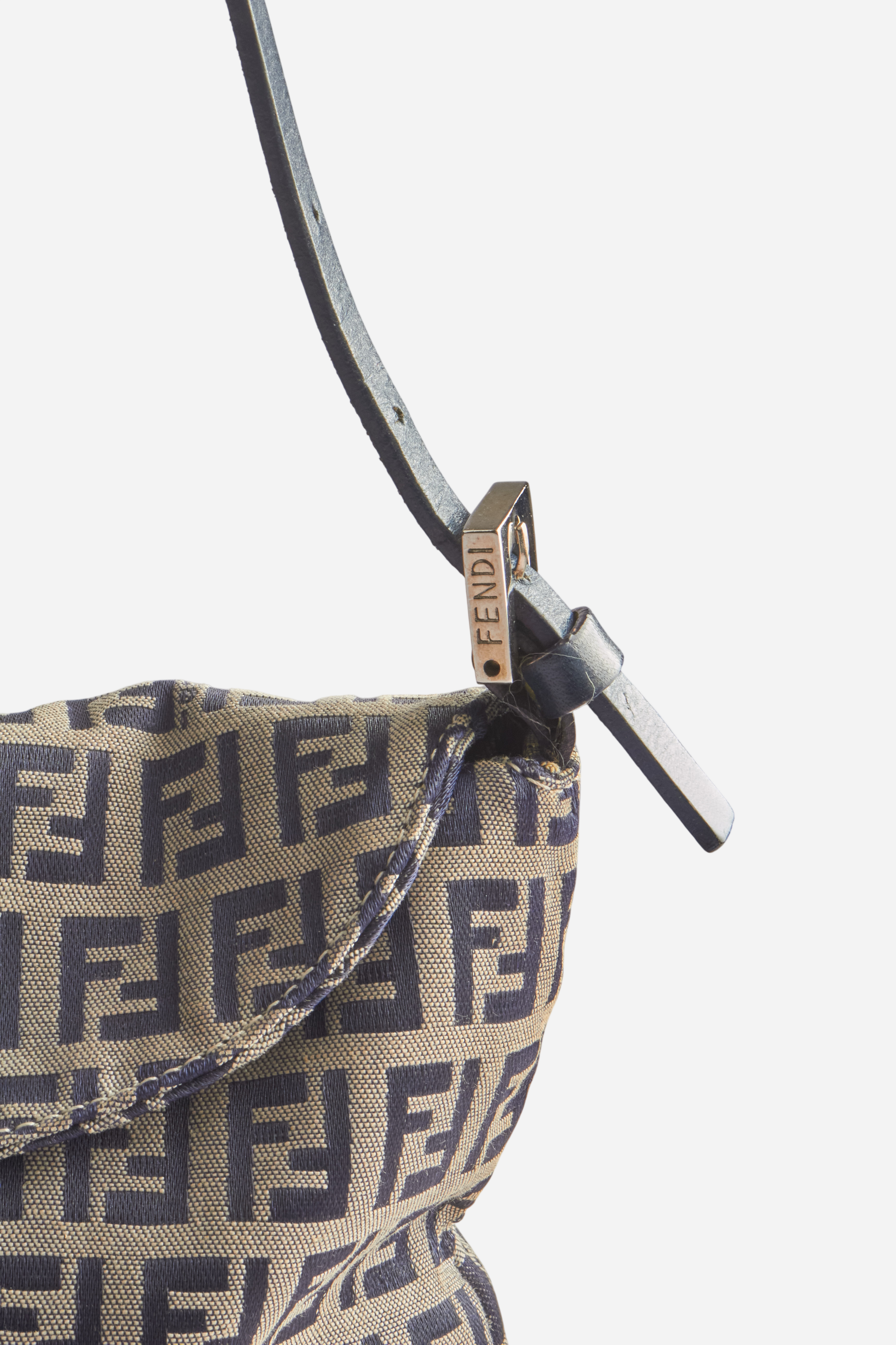 Fendi Navy Zucchino Mamma Baguette Bag