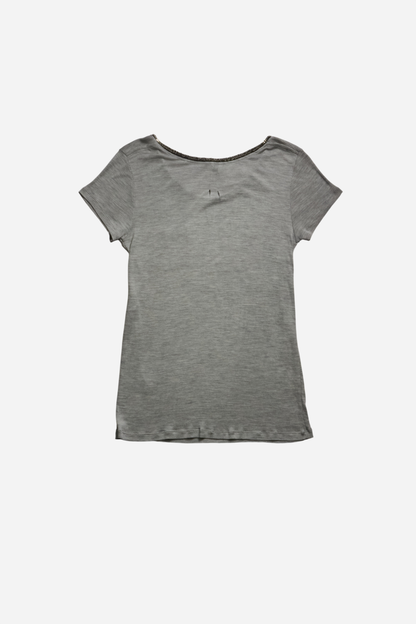 Saint Laurent Paris Grey Metal Details Tee