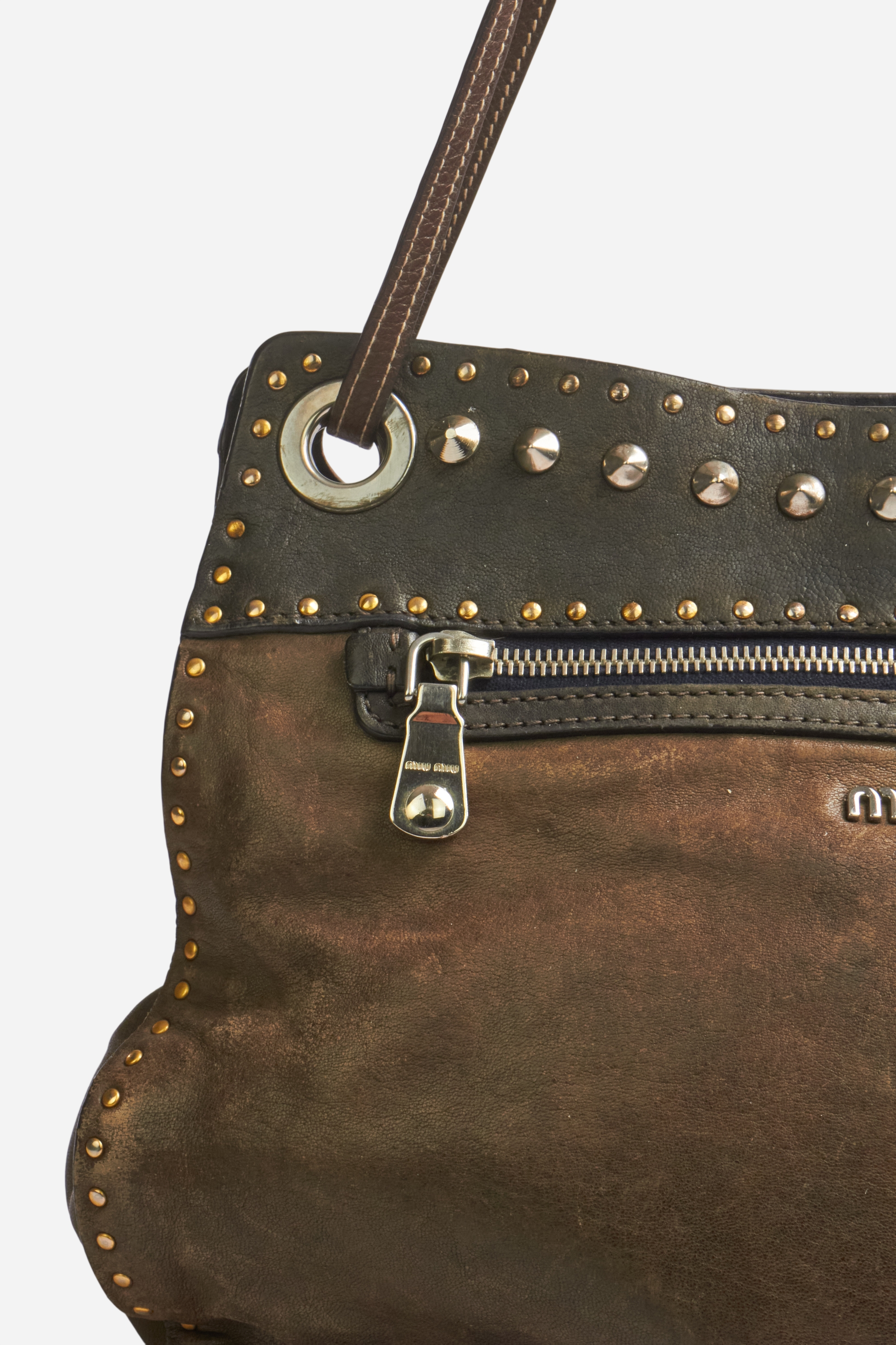 Miu Miu Matelasse Brown Leather Bag