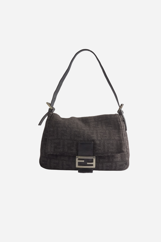 Fendi Grey Wool Monogram Big Mamma Bag