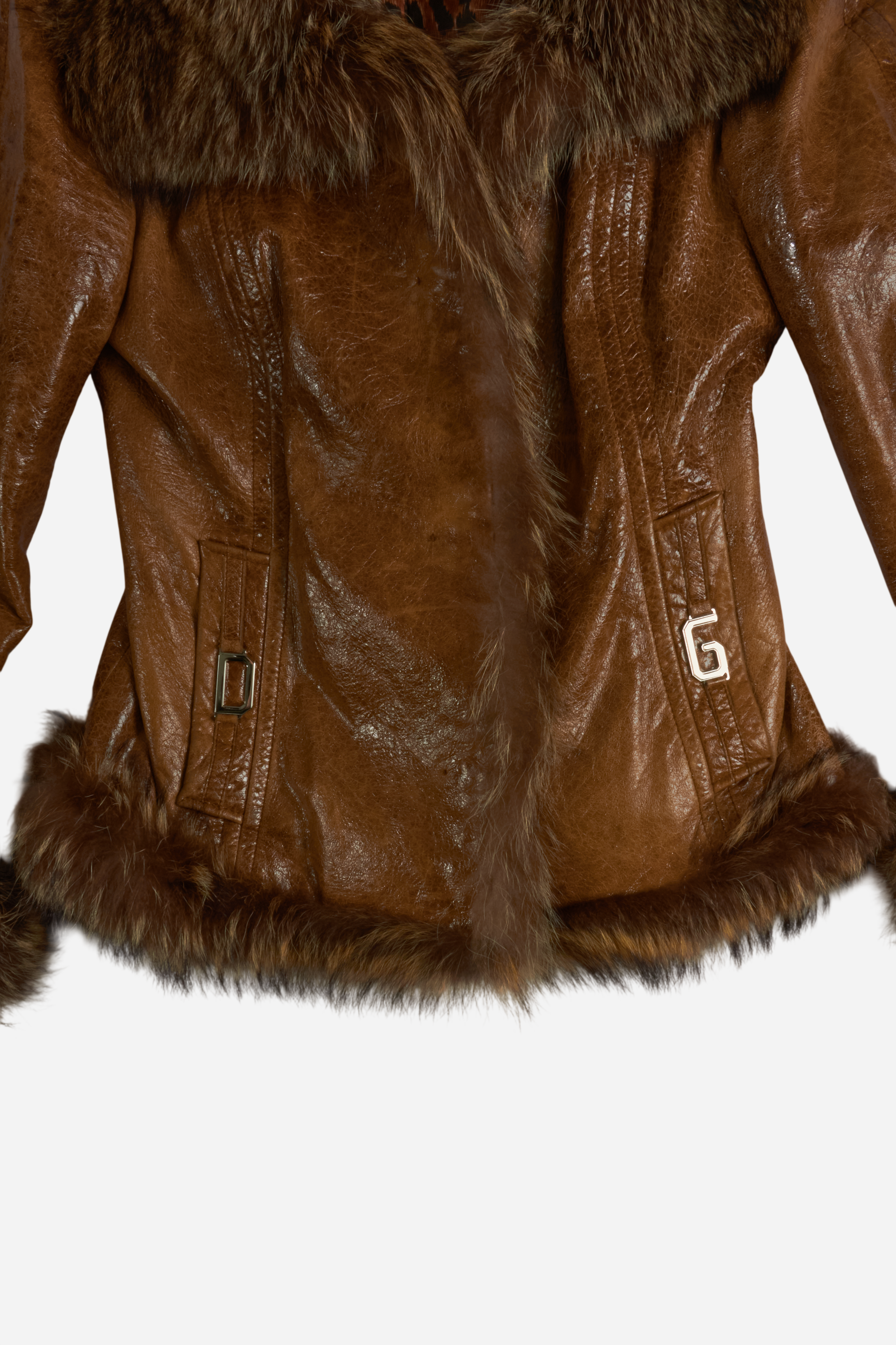 Dolce &amp; Gabbana Brown Fur Leather Jacket