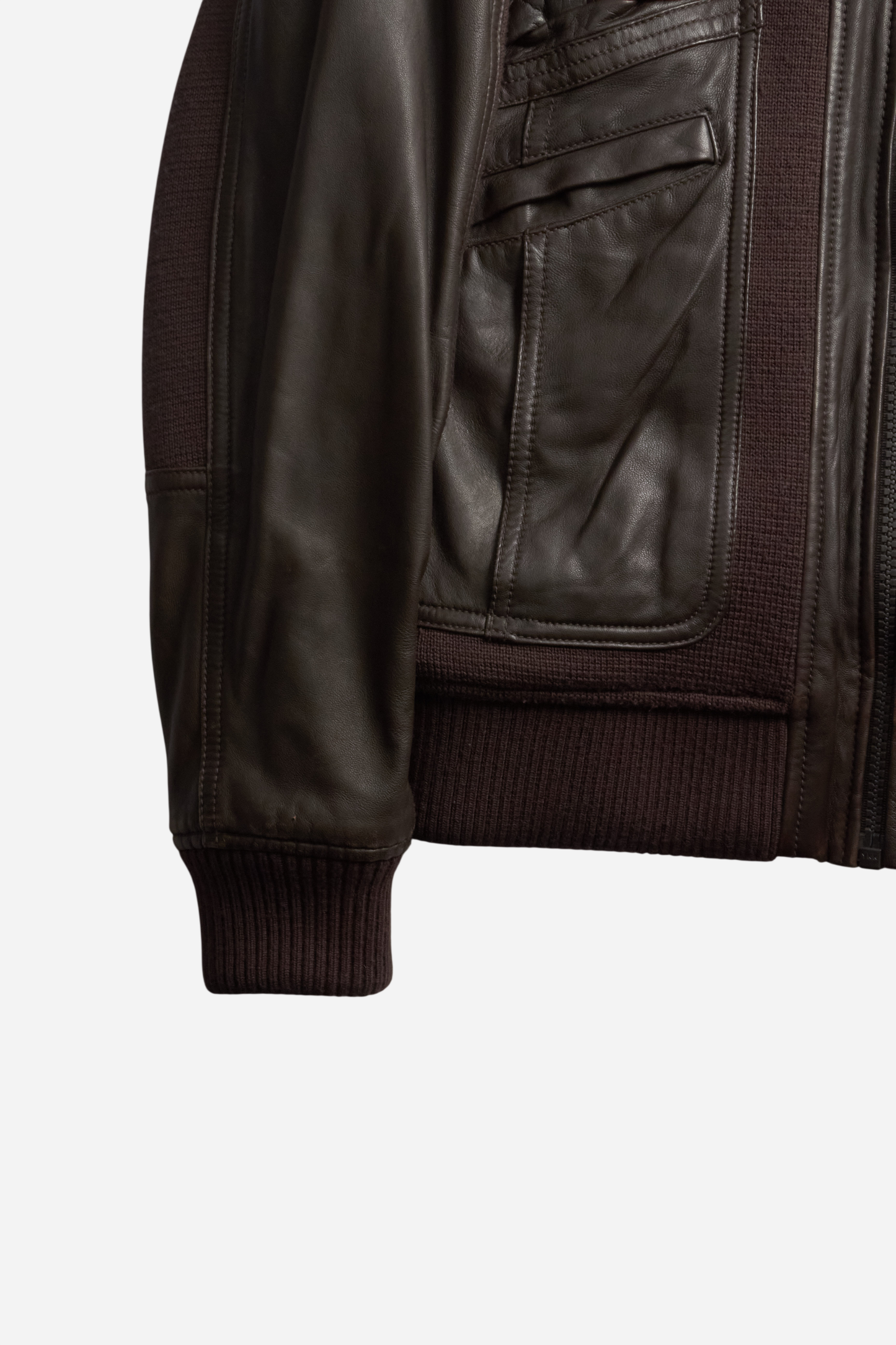 Dolce & Gabbana Brown Leather Hybrid Jacket