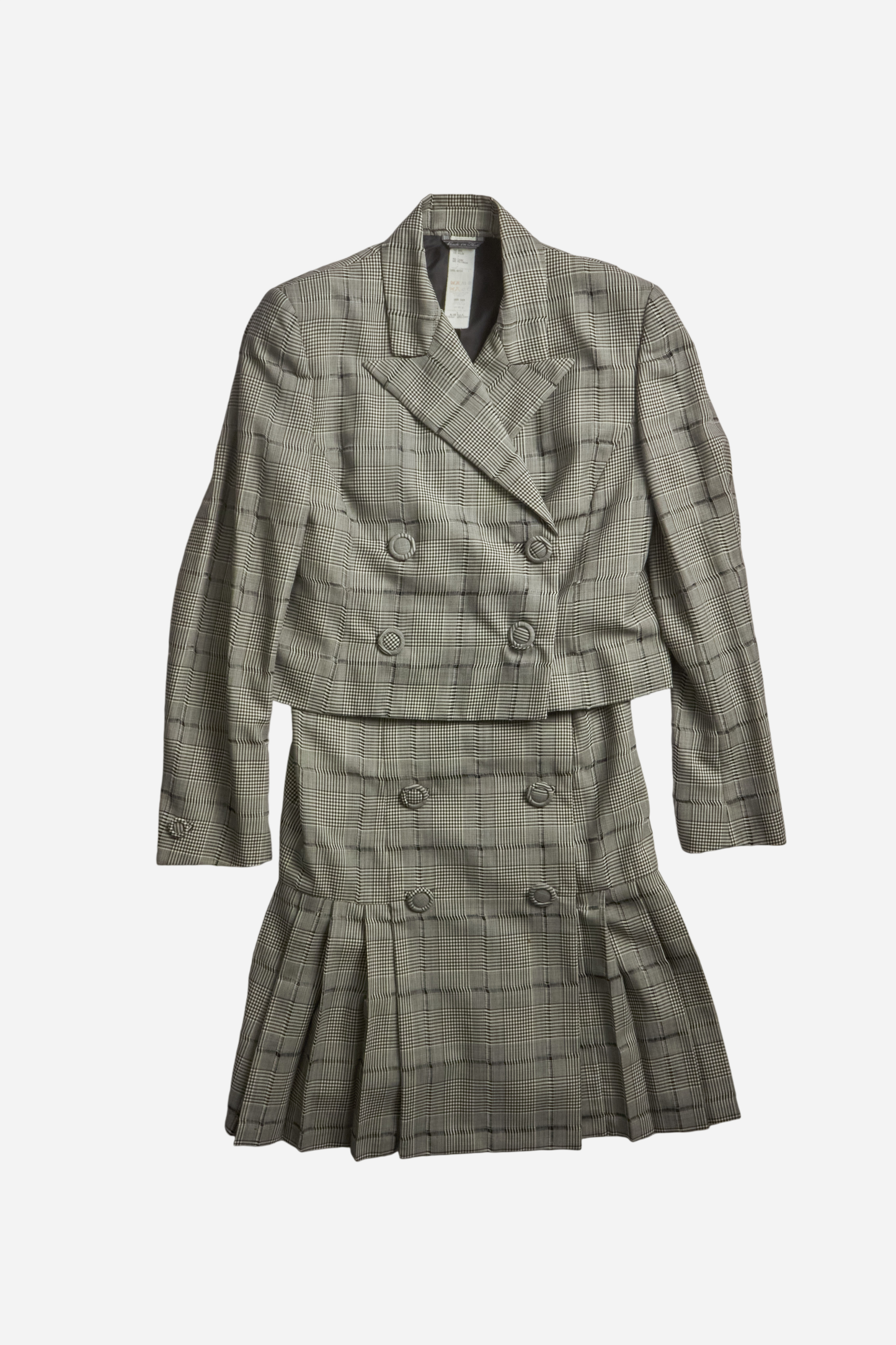 Gianni Versace S/S94 Runway Look 12 Gray Plaid Set (Worn by Naomi Campbell)