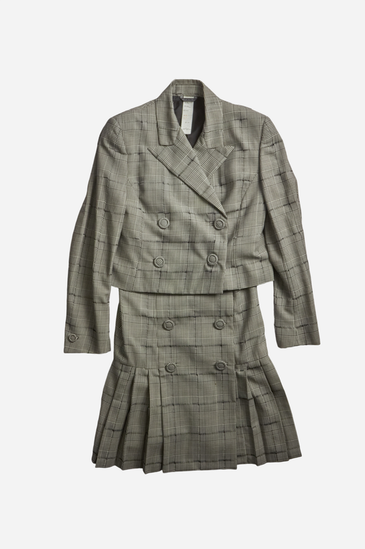 Gianni Versace S/S94 Runway Look 12 Gray Plaid Set (Worn by Naomi Campbell)