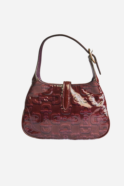 Gucci Burgundy Horsebit Print Mini Jackie Bag