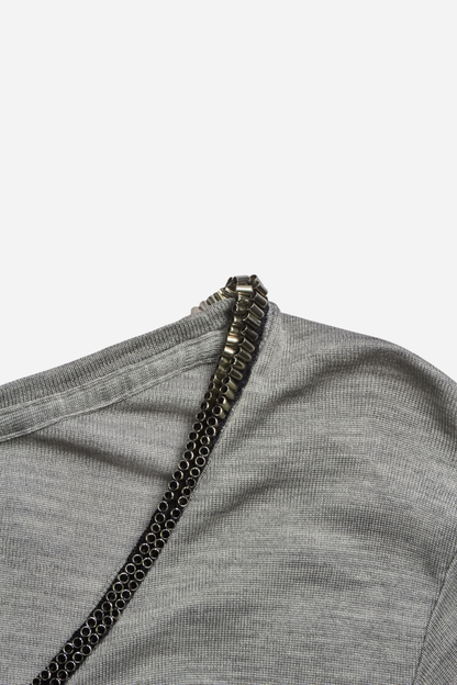 Saint Laurent Paris Grey Metal Details Tee