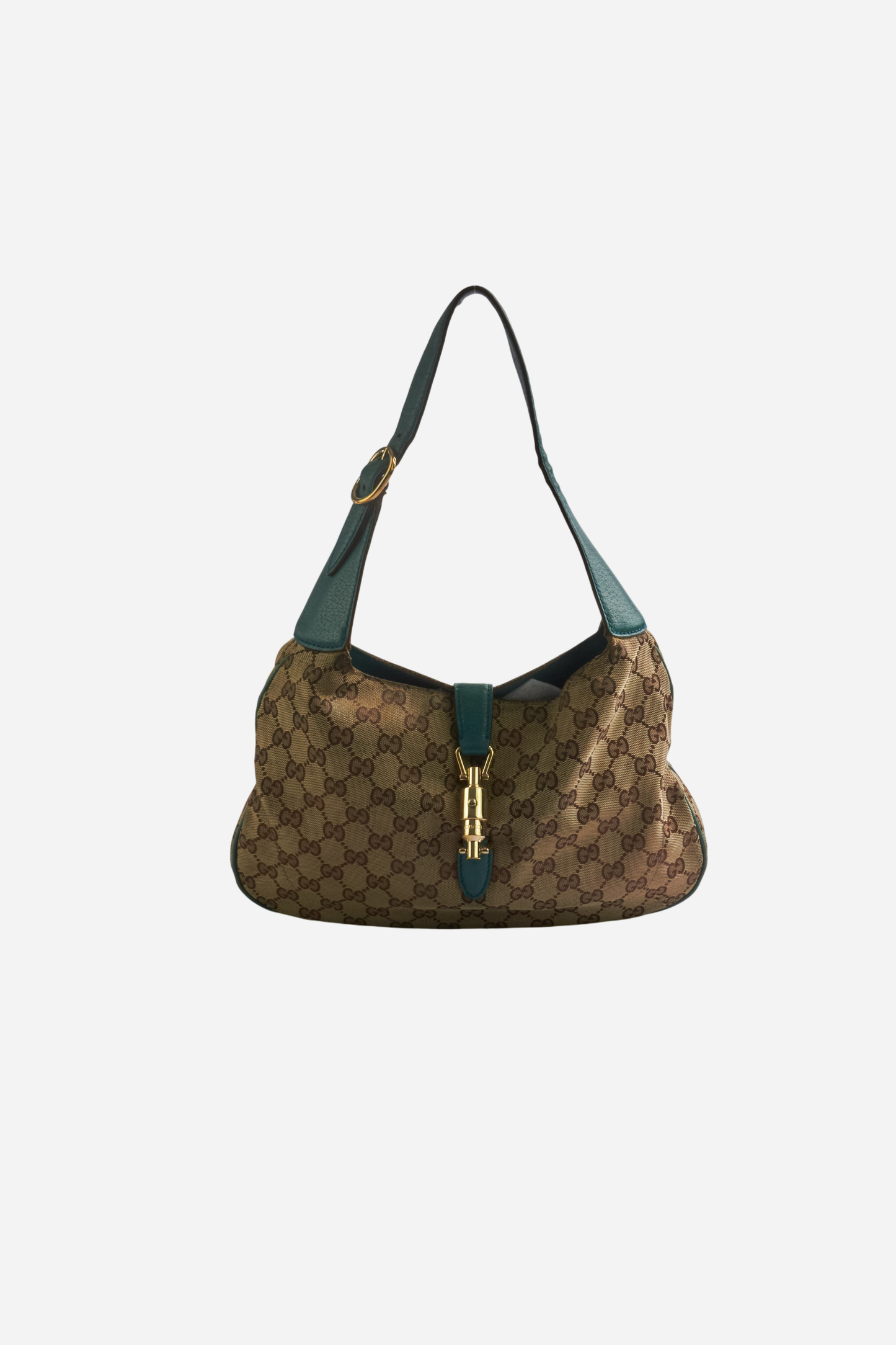 Gucci Beige Monogram Turquoise Leather Bag