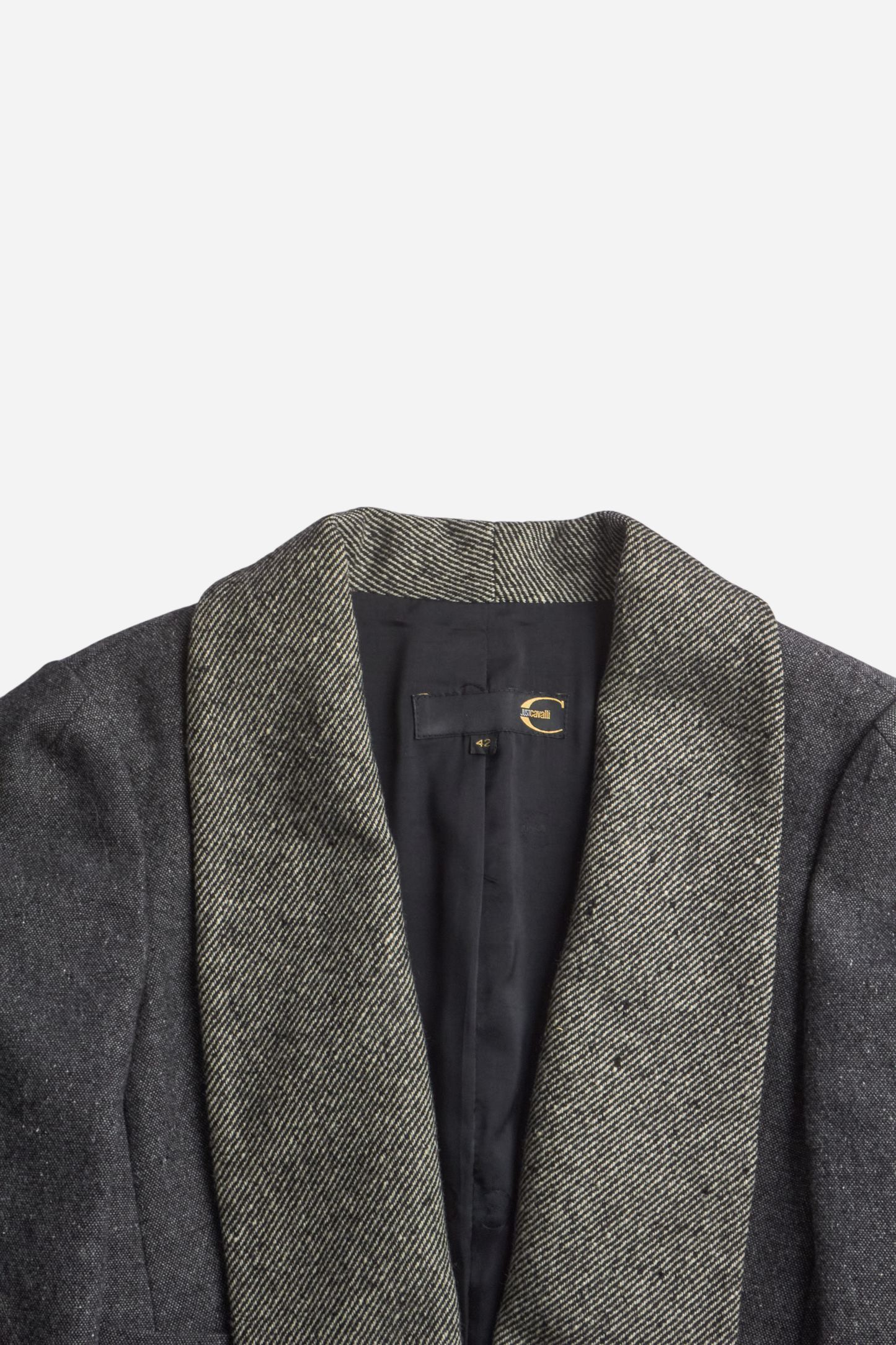 Cavalli Grey Wool Cropped Blazer