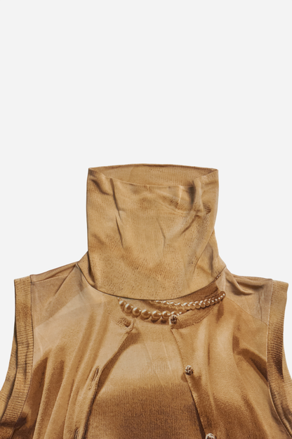 Jean Paul Gaultier Trompe L'Oeil Cardigan Print Top