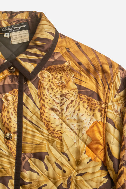 Ferragamo Brown Silk Jungle Jacket