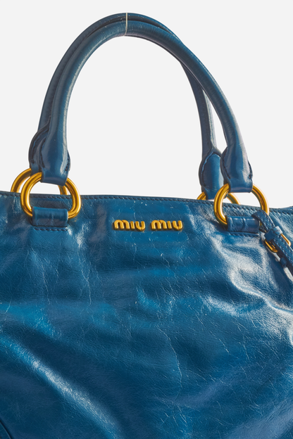 Miu Miu Blue Vitello Leather Bag