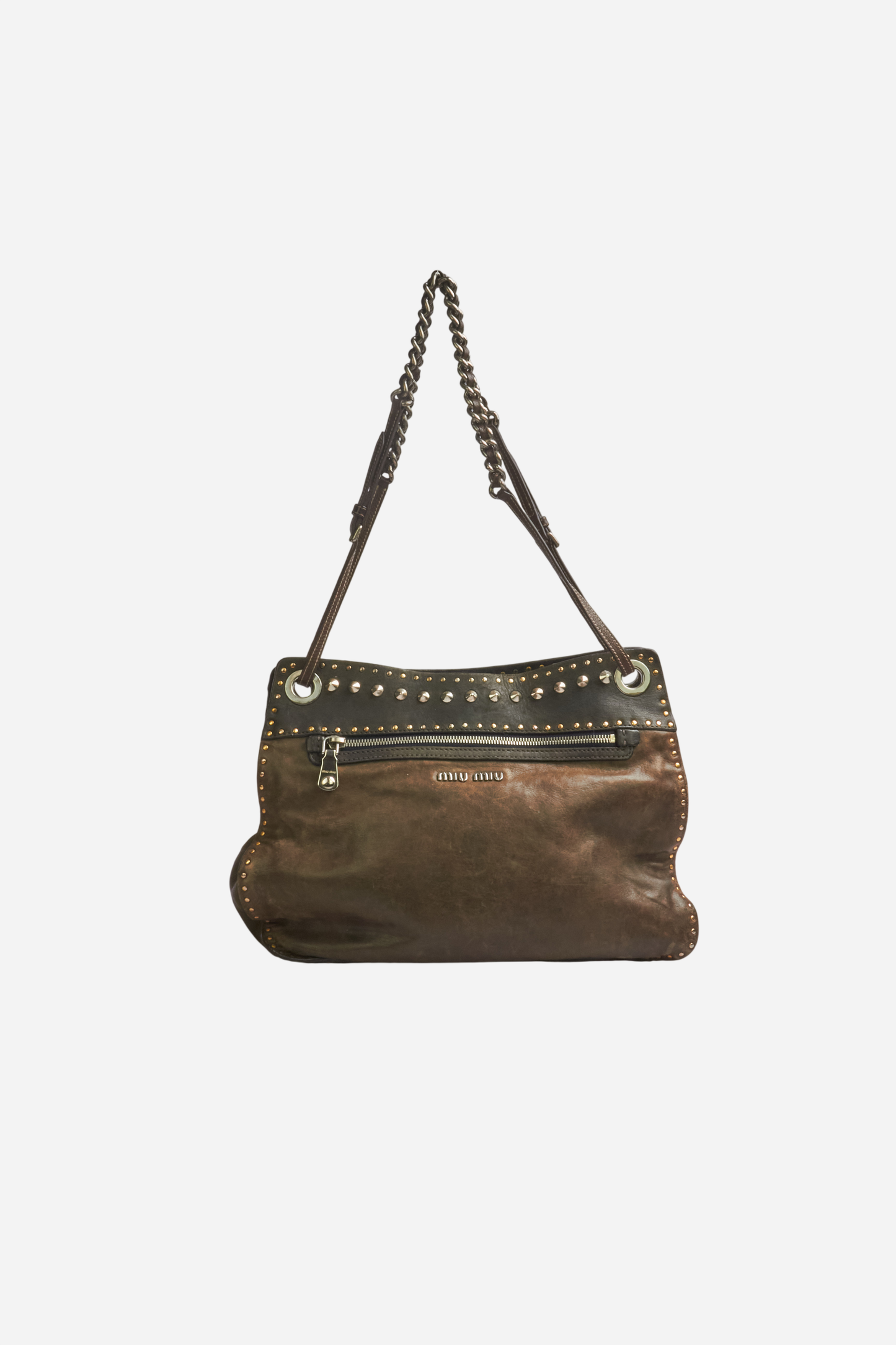 Miu Miu Matelasse Brown Leather Bag