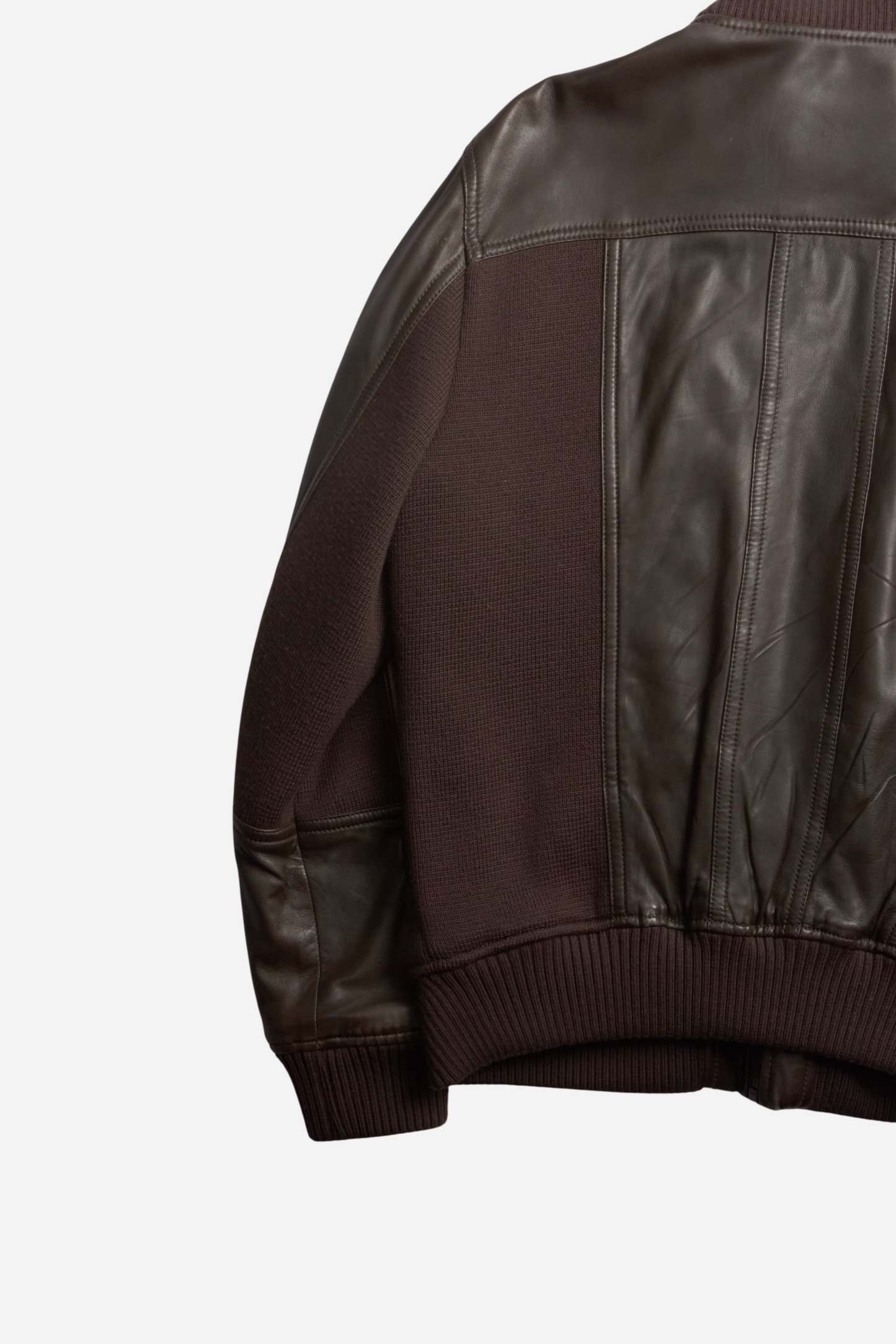 Dolce & Gabbana Brown Leather Hybrid Jacket