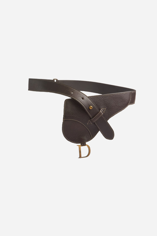 Christian Dior Brown Saddle Belt