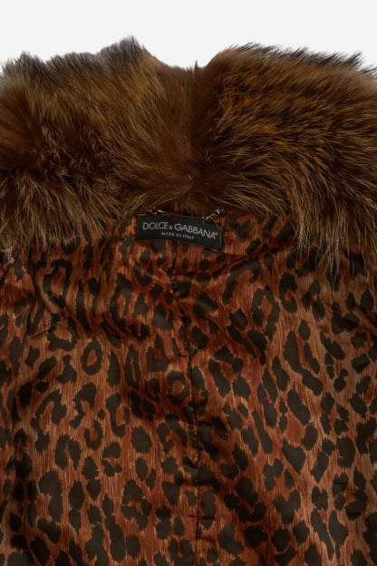 Dolce &amp; Gabbana Brown Fur Leather Jacket