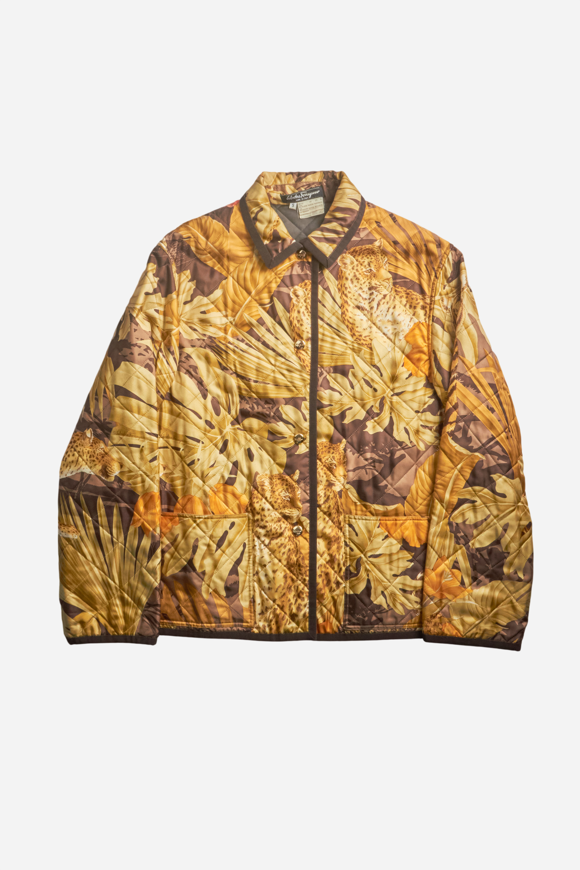 Ferragamo Brown Silk Jungle Jacket