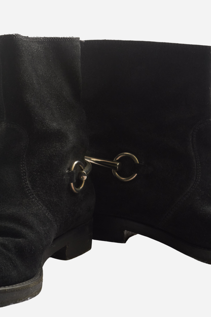 Gucci Black Suede Horstebit Boots