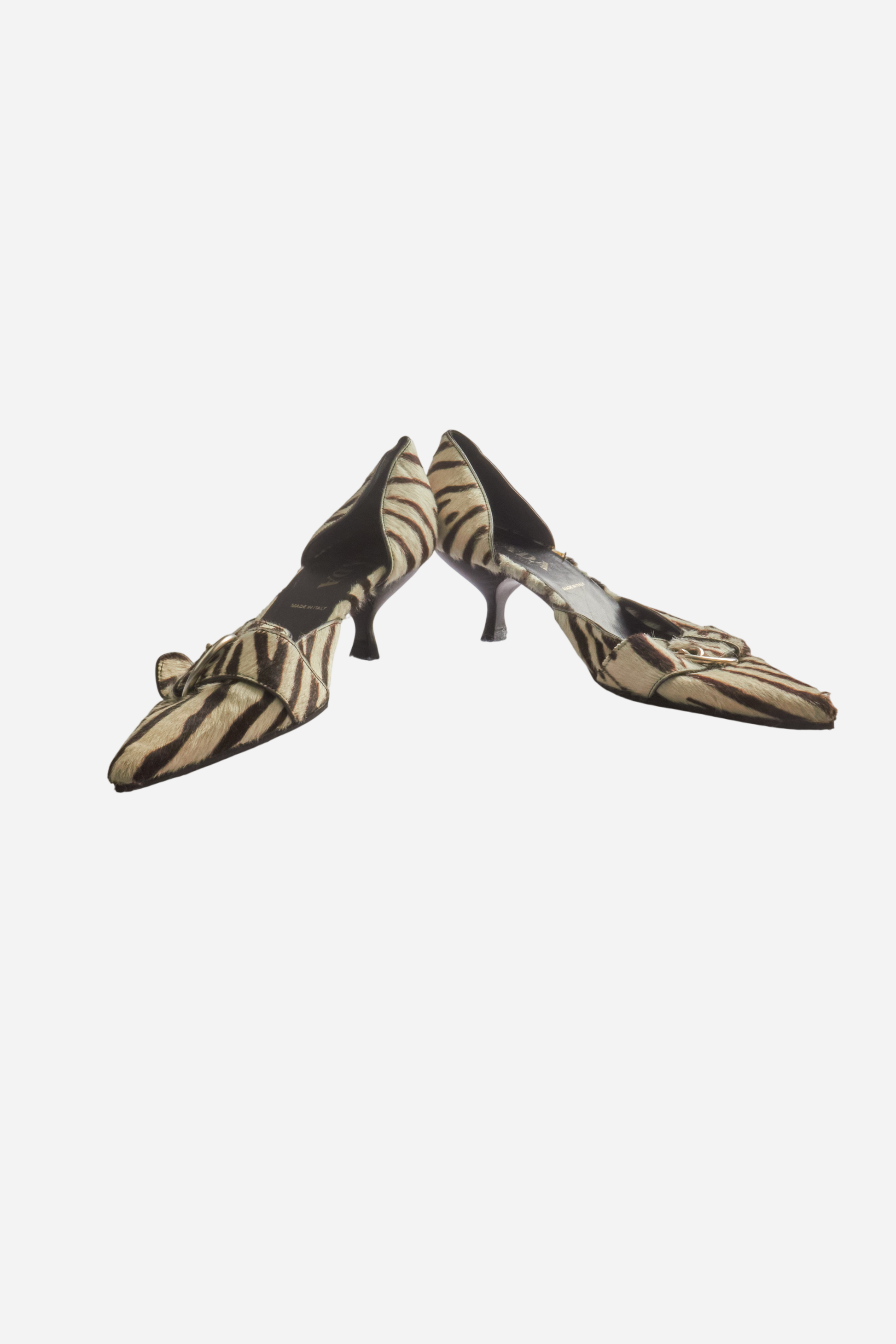 Prada S/S02 Pony Hair Zebra Heels