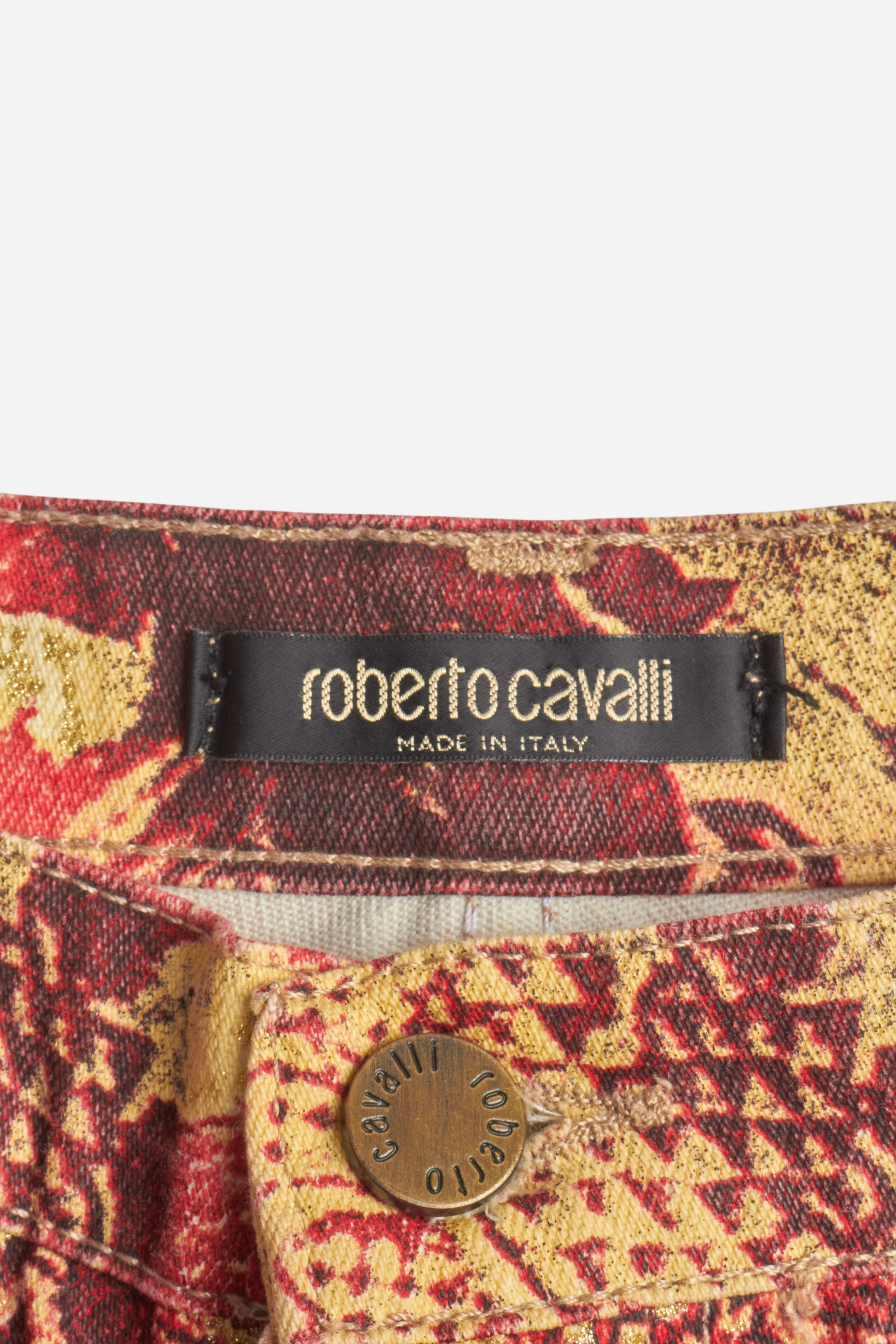 Roberto Cavalli Red Printed Pants