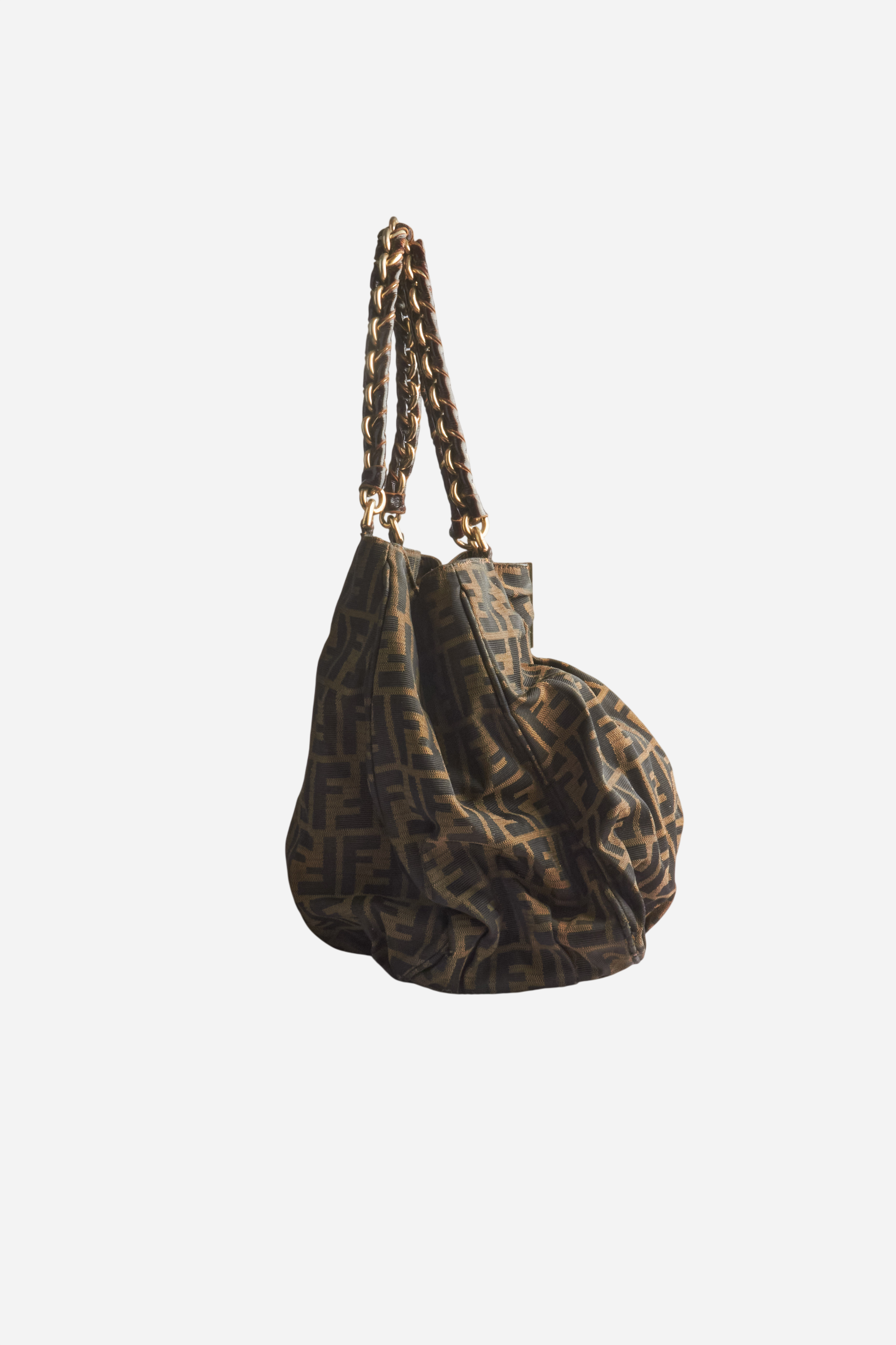 Fendi Brown Zucca Mia Chain Shoulder Bag