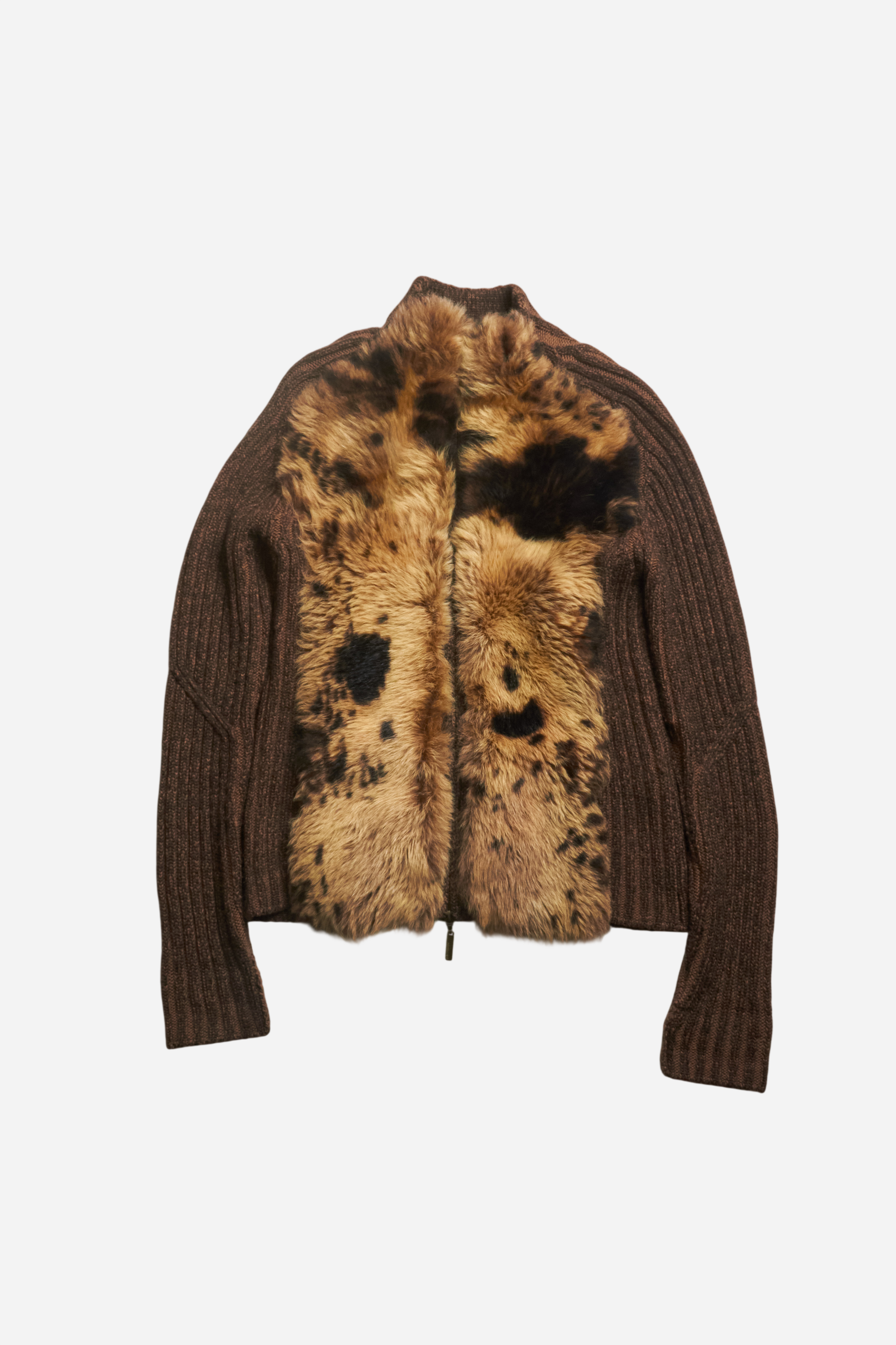 Roberto Cavalli Brown Fur Zipup