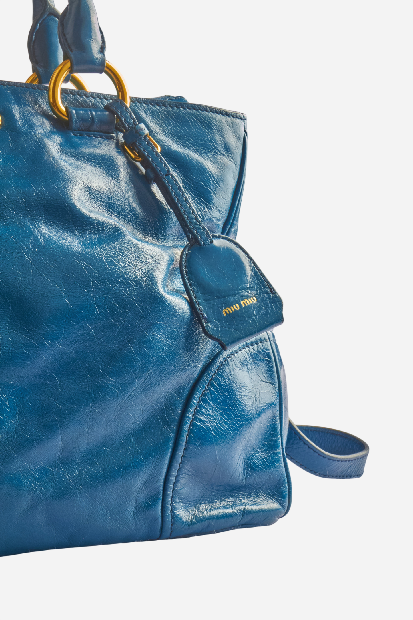 Miu Miu Blue Vitello Leather Bag