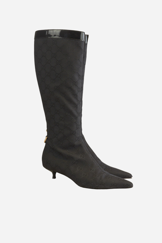 Gucci Black Monogram Boots