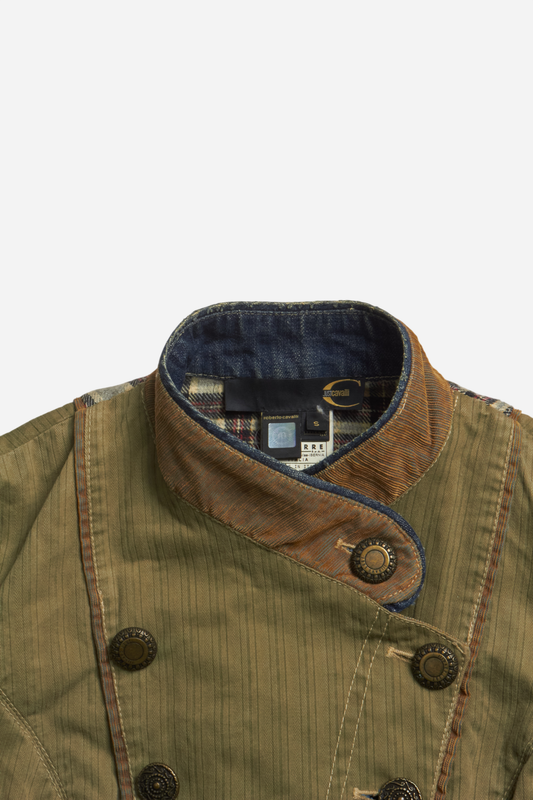 Cavalli Olive Green Button Up Jacket