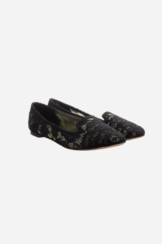 Dolce &amp; Gabbana Black Lace Ballerinas