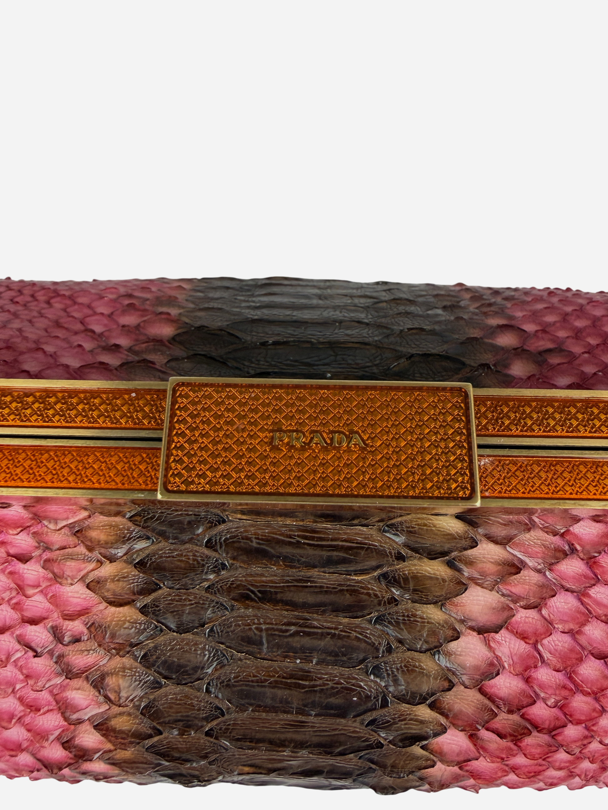 Prada 2004 Pink Brown Python Leather Bag