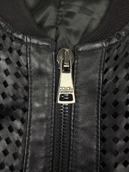 Dolce & Gabbana Black Leather Perforated Jacket