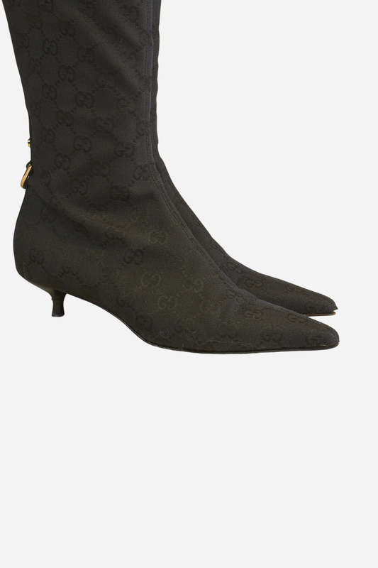 Gucci Black Monogram Boots