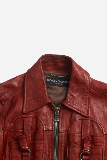 Dolce & Gabbana Red Leather Jacket