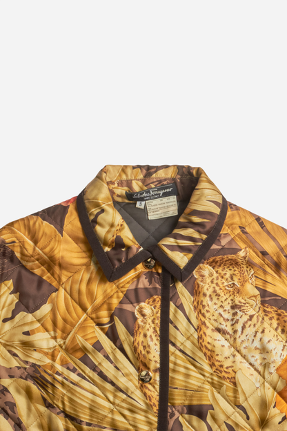Ferragamo Brown Silk Jungle Jacket