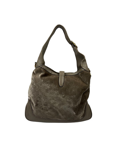 Grey Velvet Monogram Jackie Bag