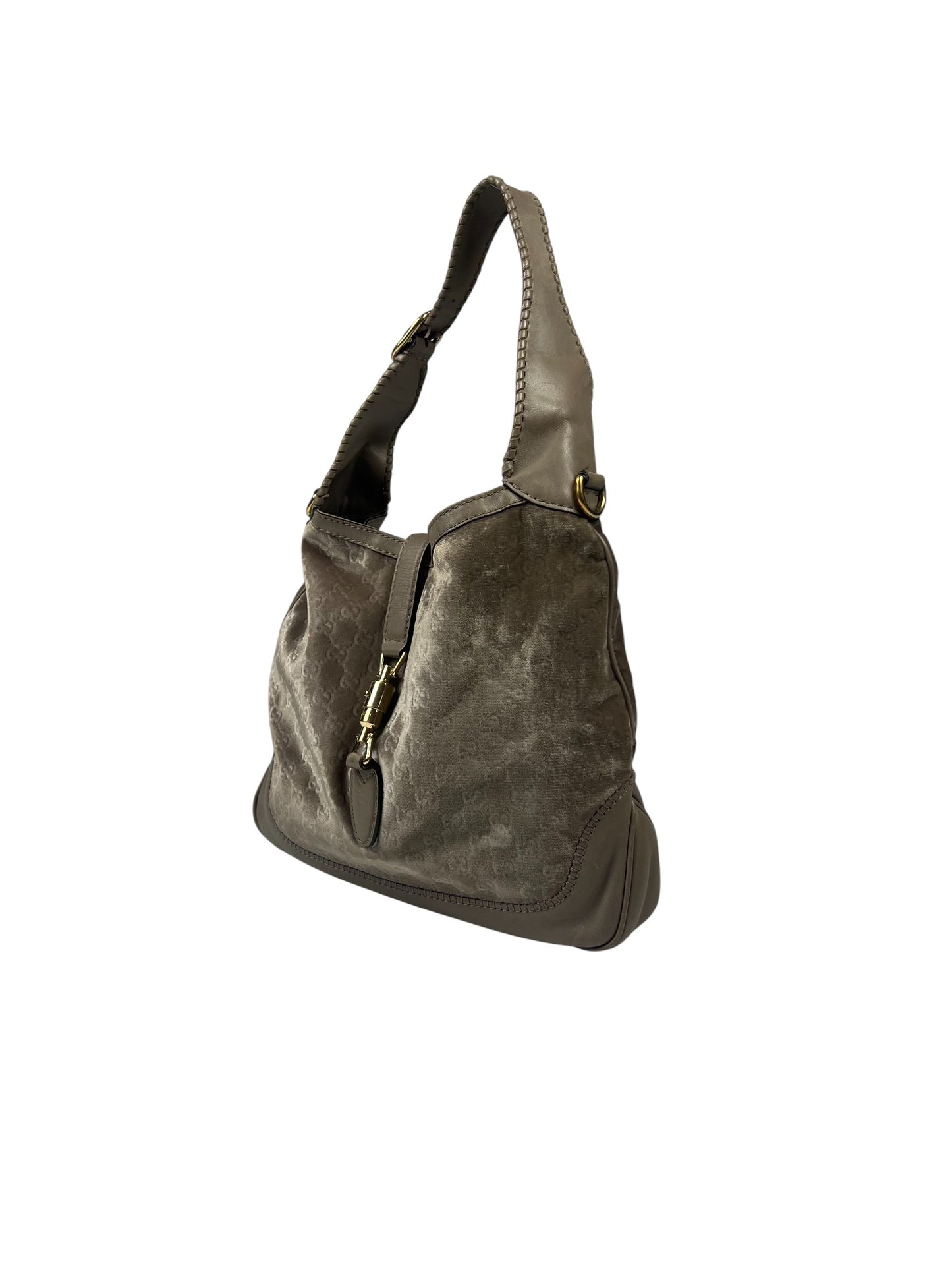 Grey Velvet Monogram Jackie Bag