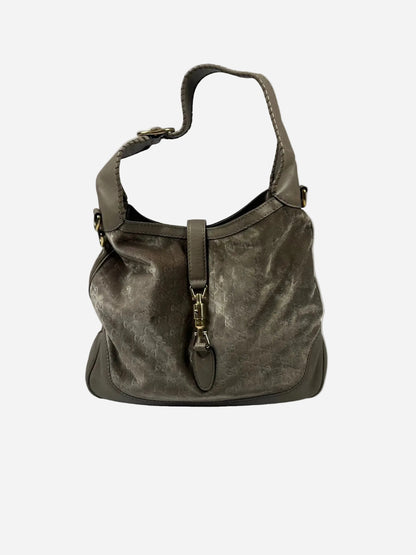 Grey Velvet Monogram Jackie Bag