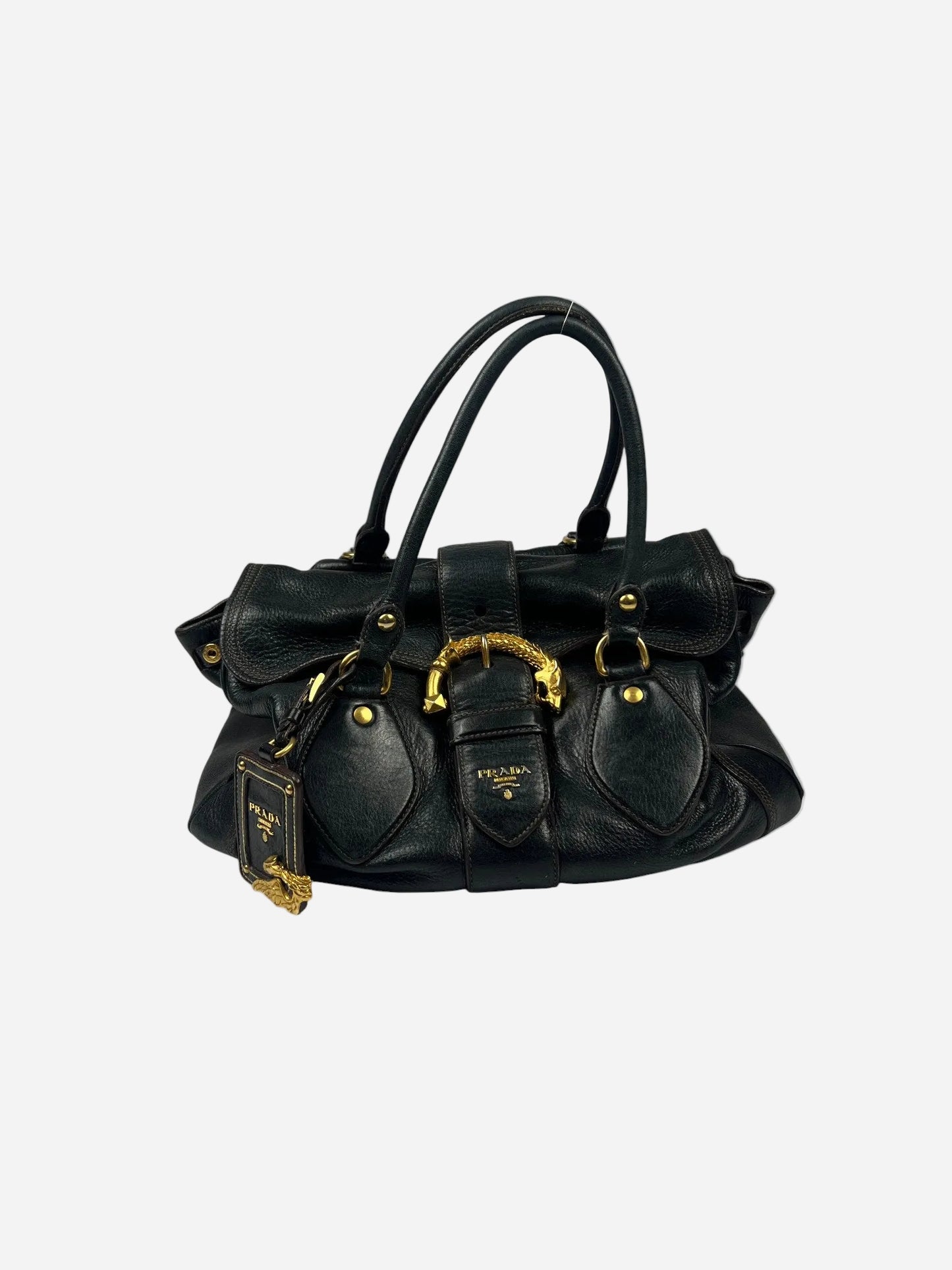 Cervo Animaller Black Leather Bag